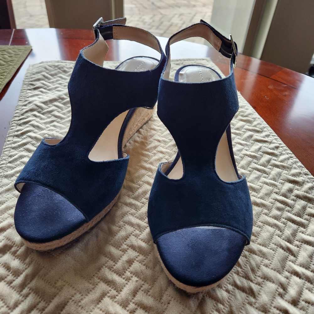 Bandolino Navy Wedge Sandals